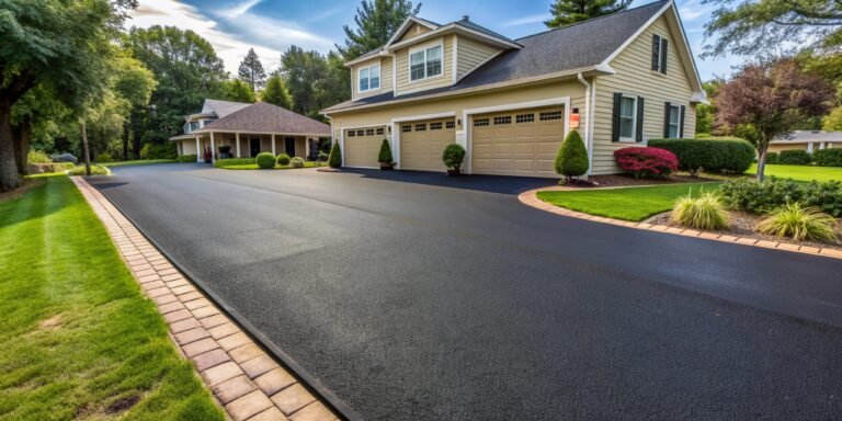 freshly-applied-black-sealcoat-newly-restored-asphalt-driveway